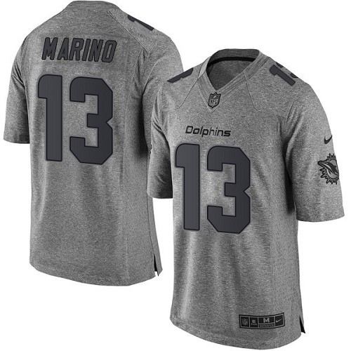 Men's Elite Dan Marino Nike Jersey Gray - #13 Gridiron NFL Miami Dolphins